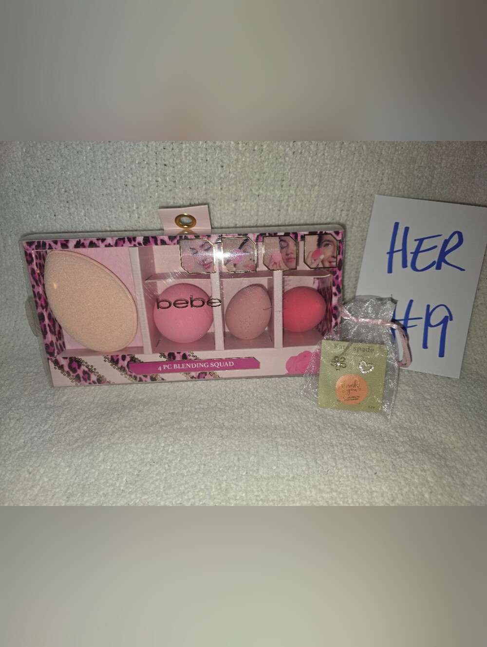 Kate Spade Earrings And bebe Pink 4-Piece Makeup Sponge Set